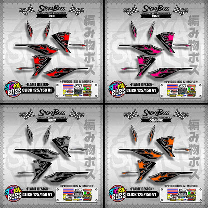 CLICK 125 / 150 V1 DECALS ( FLAME DESIGN )【WITH FREEBIES】