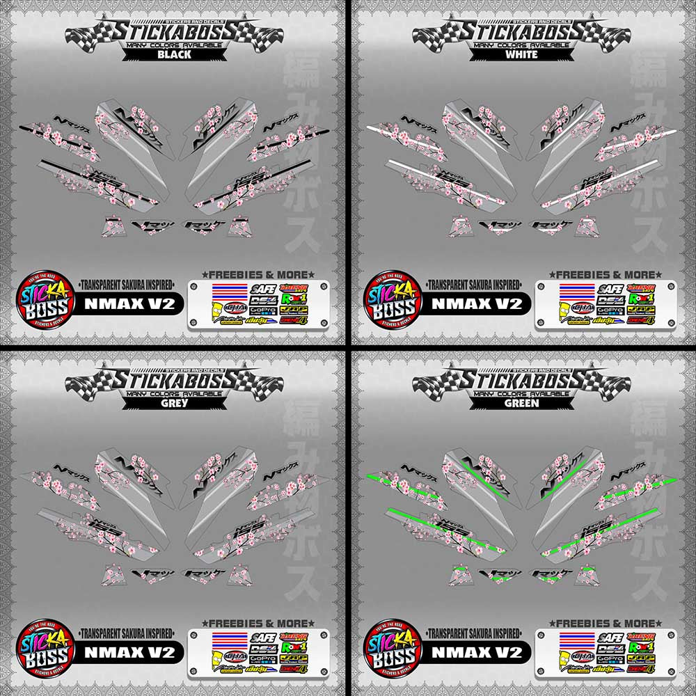 【PREMIUM UV PRINT】TRANSPARENT NMAX V2 STICKER DECALS ( SAKURA INSPIRED )【WITH FREEBIES】
