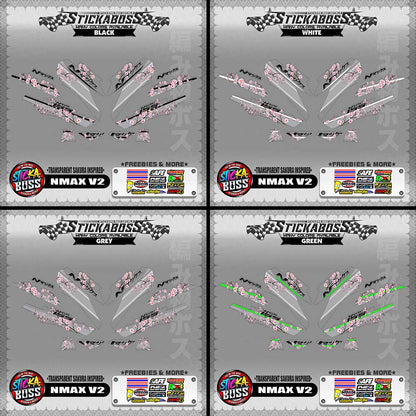 【PREMIUM UV PRINT】TRANSPARENT NMAX V2 STICKER DECALS ( SAKURA INSPIRED )【WITH FREEBIES】