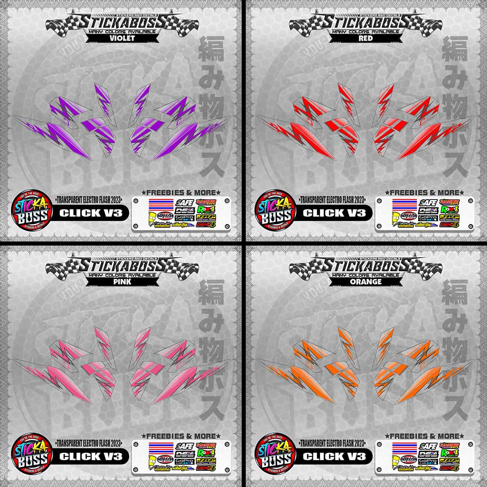 【PREMIUM UV PRINT】TRANSPARENT CLICK 125 V3 STICKER DECALS ( ELECTRO FLASH 2023 )【WITH FREEBIES】