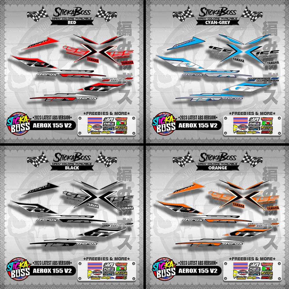 AEROX 155 V2 DECALS ( 2023 LATEST ABS VERSION ) [ PREMIUM GLOSSY LAMINATED ]【WITH FREEBIES】