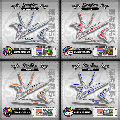 CLICK 125i V3 DECALS ( SHARP HONEYCOMB )【WITH FREEBIES】