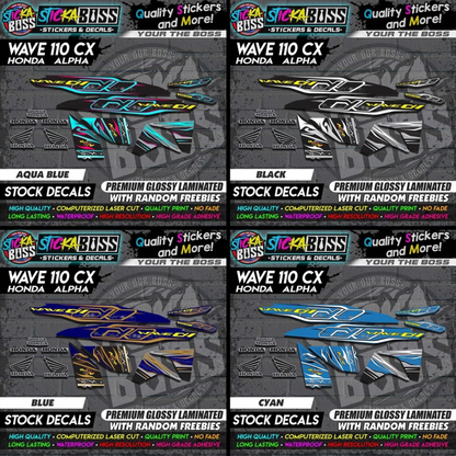 Honda Wave 110 Alpha CX (Stock Decals)【PREMIUM GLOSSY LAMINATED】