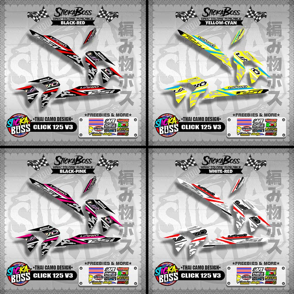 CLICK 125i V3 DECALS ( THAI CAMO DESIGN )【WITH FREEBIES】