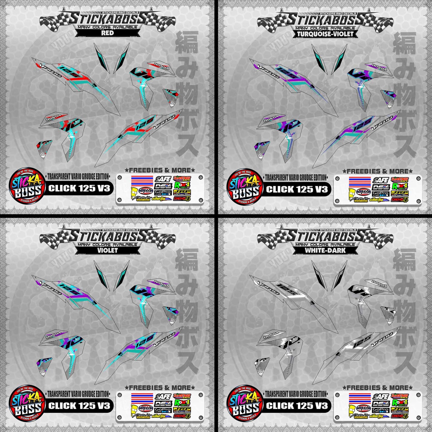 [PREMIUM UV PRINT] TRANSPARENT CLICK 125 V3 DECALS ( VARIO GRUDGE EDITION )【WITH FREEBIES】