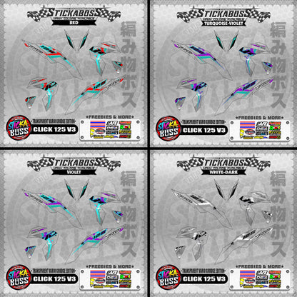 [PREMIUM UV PRINT] TRANSPARENT CLICK 125 V3 DECALS ( VARIO GRUDGE EDITION )【WITH FREEBIES】