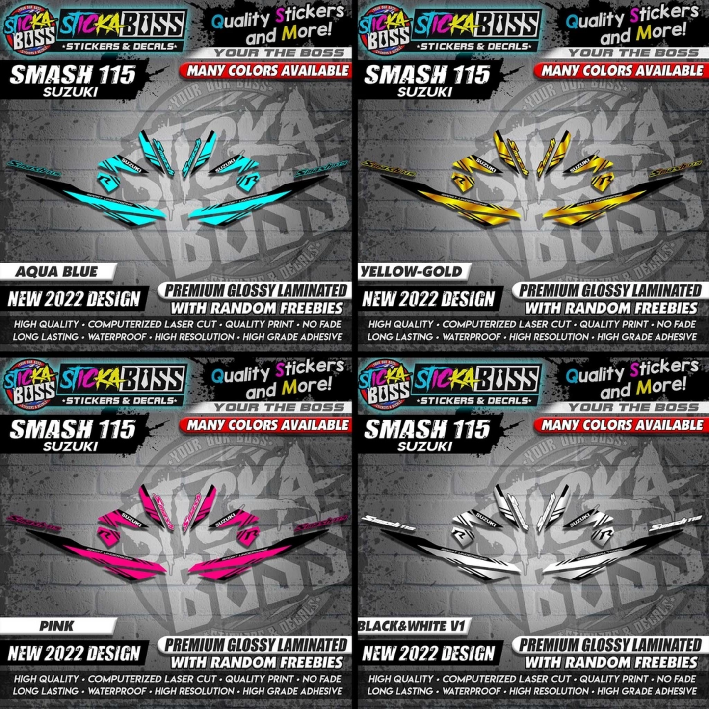 Suzuki Smash 115 Stock Decals (NEW 2022 DESIGN)【WITH FREEBIES】