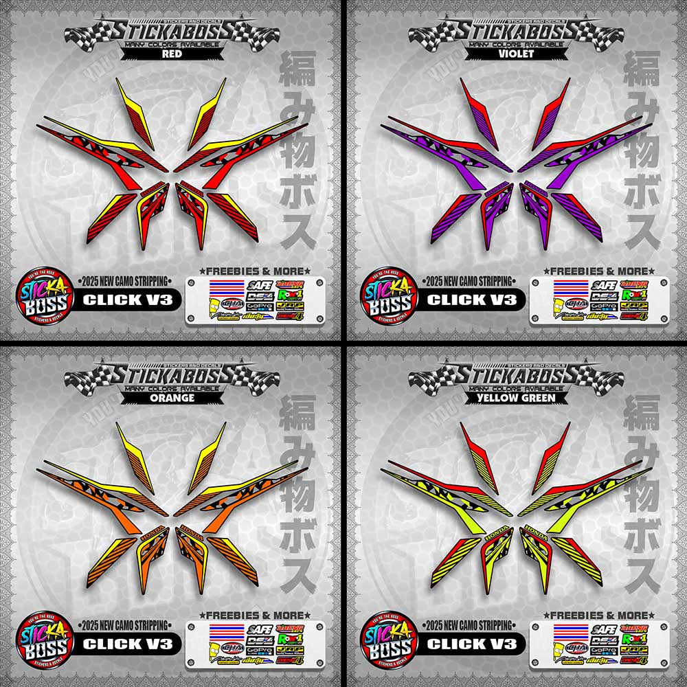CLICK V3 STICKER DECALS ( 2025 NEW CAMO STRIPPING )【WITH FREEBIES】