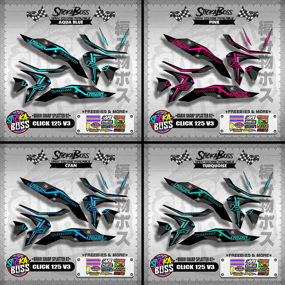 CLICK 125 V3 DECALS ( VARIO SHARP SPLATTER 02 )【WITH FREEBIES】