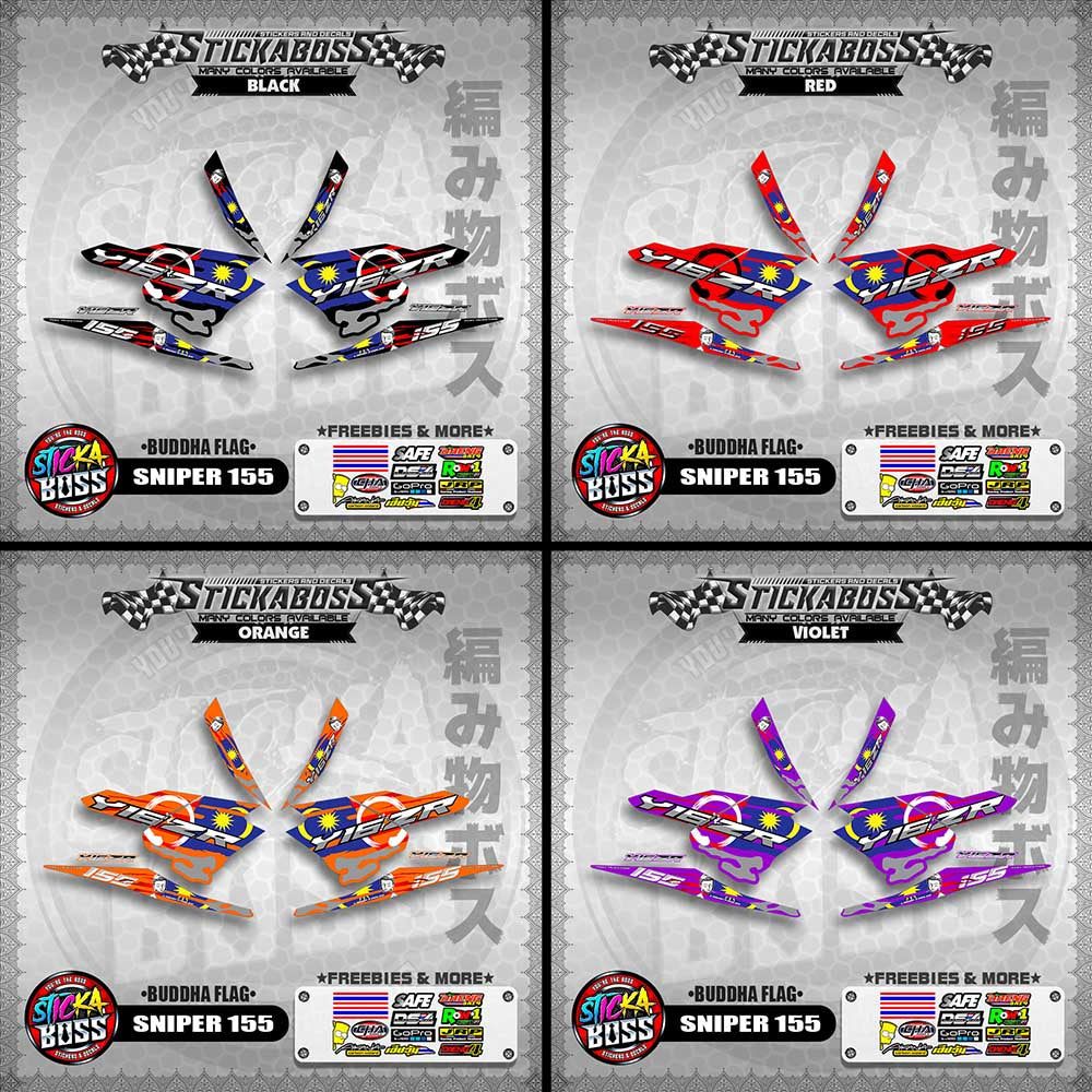 SNIPER 155 MALAYSIAN STICKER DECALS ( BUDDHA FLAG )【WITH FREEBIES】