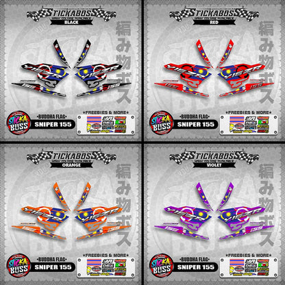 SNIPER 155 MALAYSIAN STICKER DECALS ( BUDDHA FLAG )【WITH FREEBIES】
