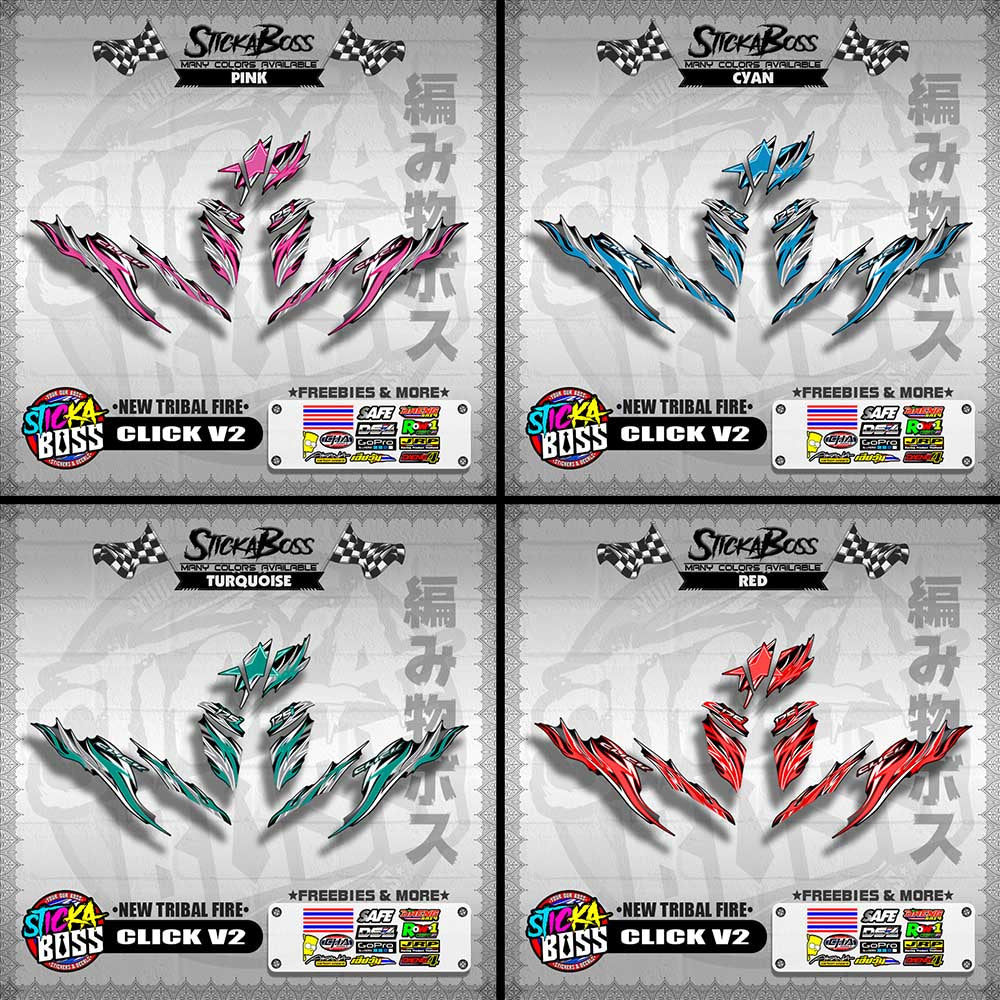 CLICK V2 DECALS ( NEW TRIBAL FIRE )【WITH FREEBIES】