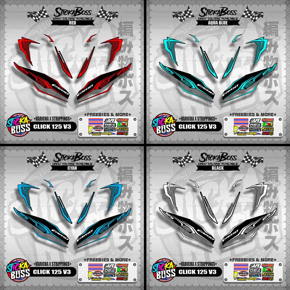 CLICK 125 V3 DECALS ( VARICHA X STRIPPINGS )【WITH FREEBIES】