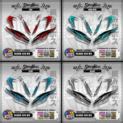 CLICK 125 V3 DECALS ( VARICHA X STRIPPINGS )【WITH FREEBIES】