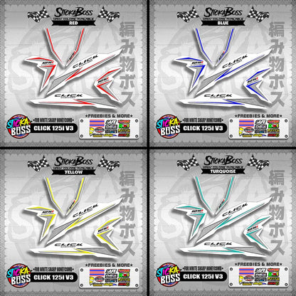 CLICK 125i V3 DECALS ( FOR WHITE SHARP HONEYCOMB )【WITH FREEBIES】