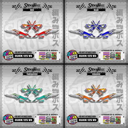 CLICK 125 V3 DECALS ( FOR WHITE HOTWHEELS VARIO )【WITH FREEBIES】