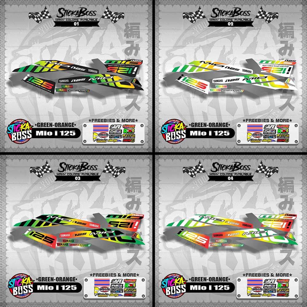 MIO I 125 STOCK DECALS ( 2019 ) [GREEN-ORANGE] 【WITH FREEBIES】