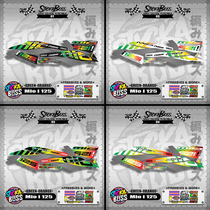 MIO I 125 STOCK DECALS ( 2019 ) [GREEN-ORANGE] 【WITH FREEBIES】