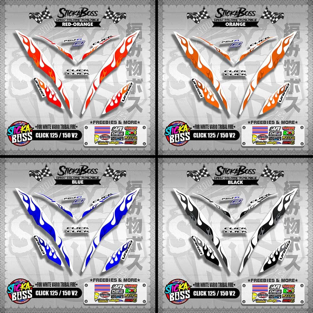 CLICK 125 / 150 V2 DECALS ( FOR WHITE VARIO TRIBAL FIRE )【WITH FREEBIES】