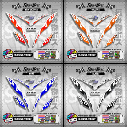 CLICK 125 / 150 V2 DECALS ( FOR WHITE VARIO TRIBAL FIRE )【WITH FREEBIES】