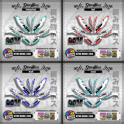 KTM DUKE 200 STICKER DECALS ( FOR WHITE 2024 HALFTONE MOTIF TEMP 2 )【WITH FREEBIES】