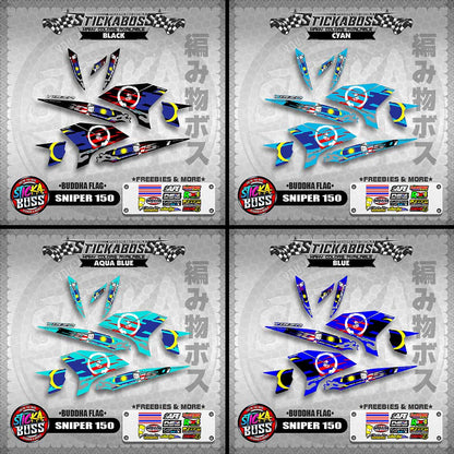 SNIPER 150 MALAYSIAN STICKER DECALS ( BUDDHA FLAG )【WITH FREEBIES】