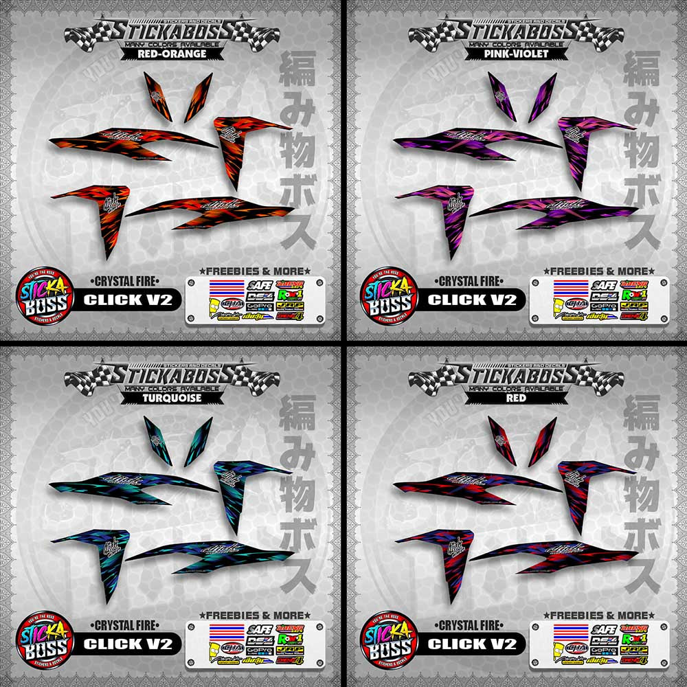 CLICK V2 STICKER DECALS ( CRYSTAL FIRE )【WITH FREEBIES】