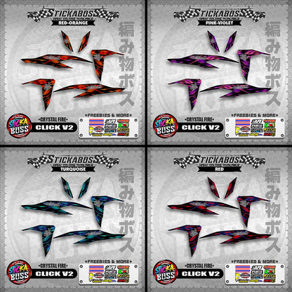 CLICK V2 STICKER DECALS ( CRYSTAL FIRE )【WITH FREEBIES】