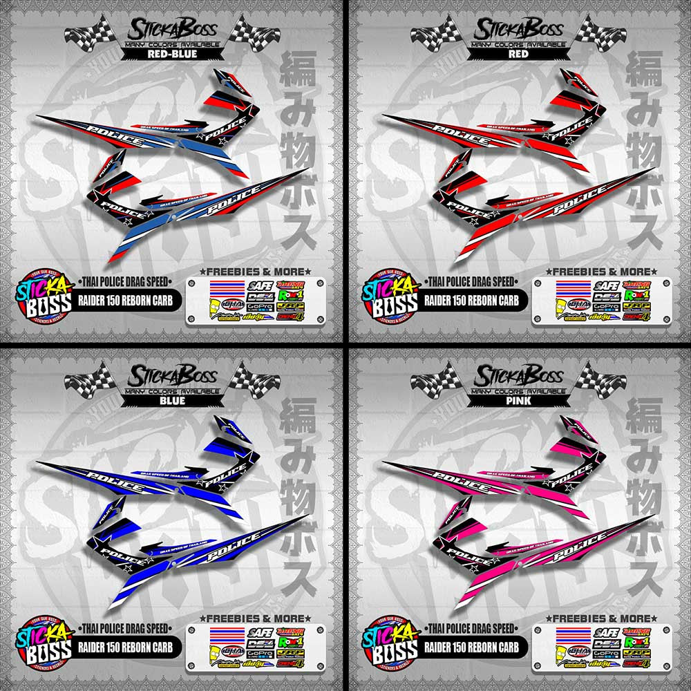 RAIDER 150 REBORN CARB DECALS ( THAI POLICE DRAG SPEED )【WITH FREEBIES】