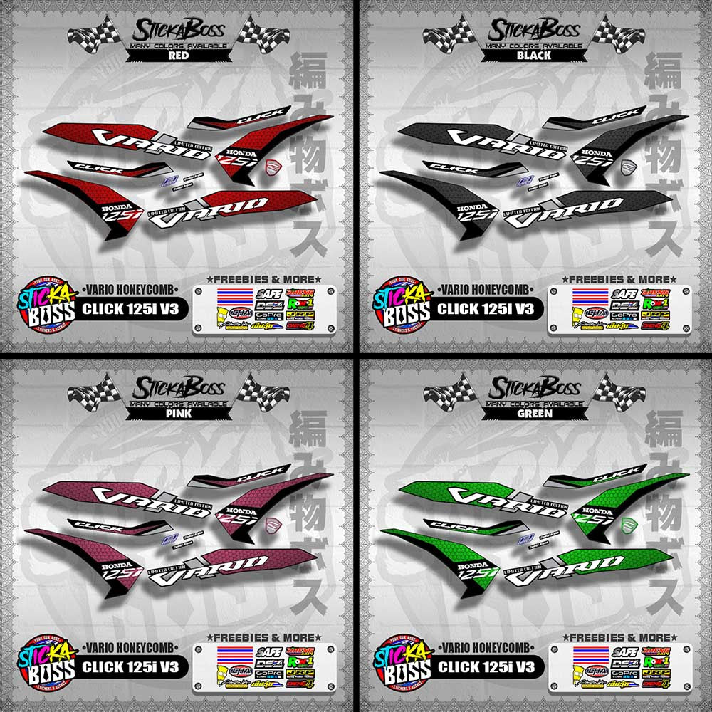 CLICK 125i V3 DECALS ( VARIO HONEYCOMB )【WITH FREEBIES】