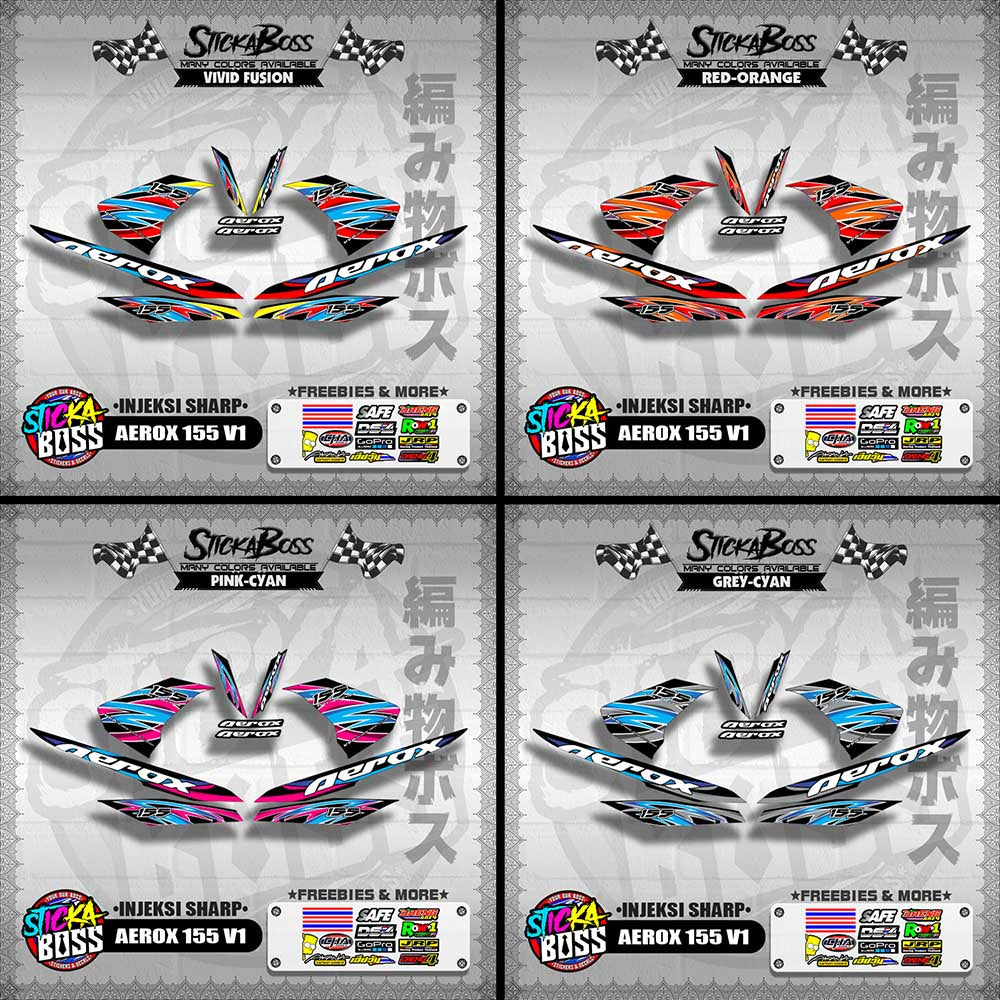 AEROX 155 V1 DECALS ( INJEKSI SHARP )[ PREMIUM GLOSSY LAMINATED ]【WITH FREEBIES】