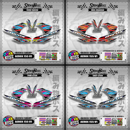 AEROX 155 V1 DECALS ( INJEKSI SHARP )[ PREMIUM GLOSSY LAMINATED ]【WITH FREEBIES】