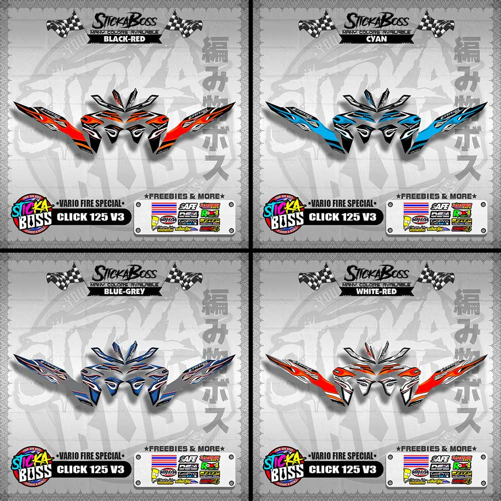 CLICK 125 V3 DECALS ( VARIO FIRE SPECIAL )【WITH FREEBIES】