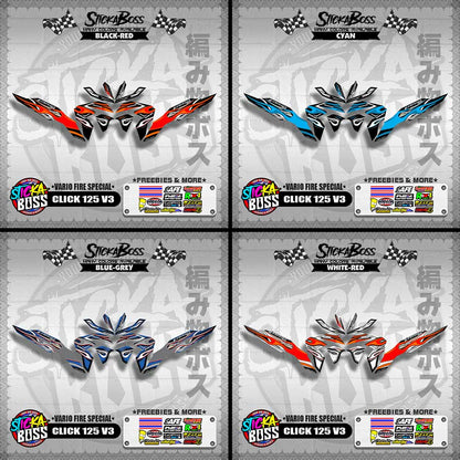 CLICK 125 V3 DECALS ( VARIO FIRE SPECIAL )【WITH FREEBIES】