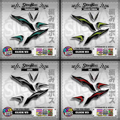 CLICK V3 DECALS ( 2 TONE SPEED STREAKS )【WITH FREEBIES】