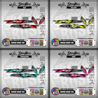 HONDA WAVE 100 DECALS ( EGO STAR DESIGN )【WITH FREEBIES】
