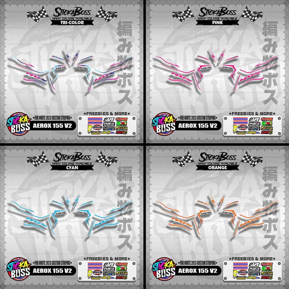 AEROX 155 V2 DECALS ( FOR WHITE 2023 CUSTOM STRIPING )【WITH FREEBIES】