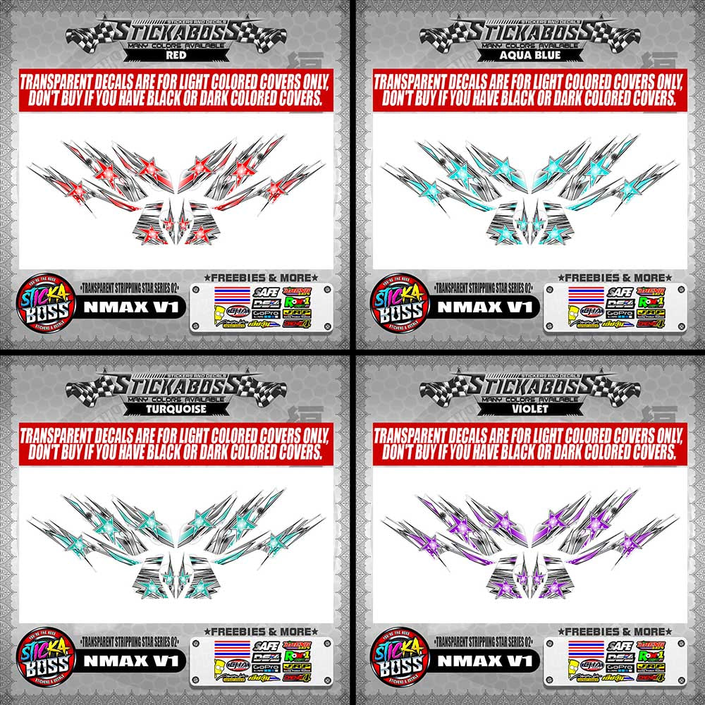 NMAX V1 STICKER DECALS ( TRANSPARENT STRIPPIING STAR SERIES 02 )【WITH FREEBIES】