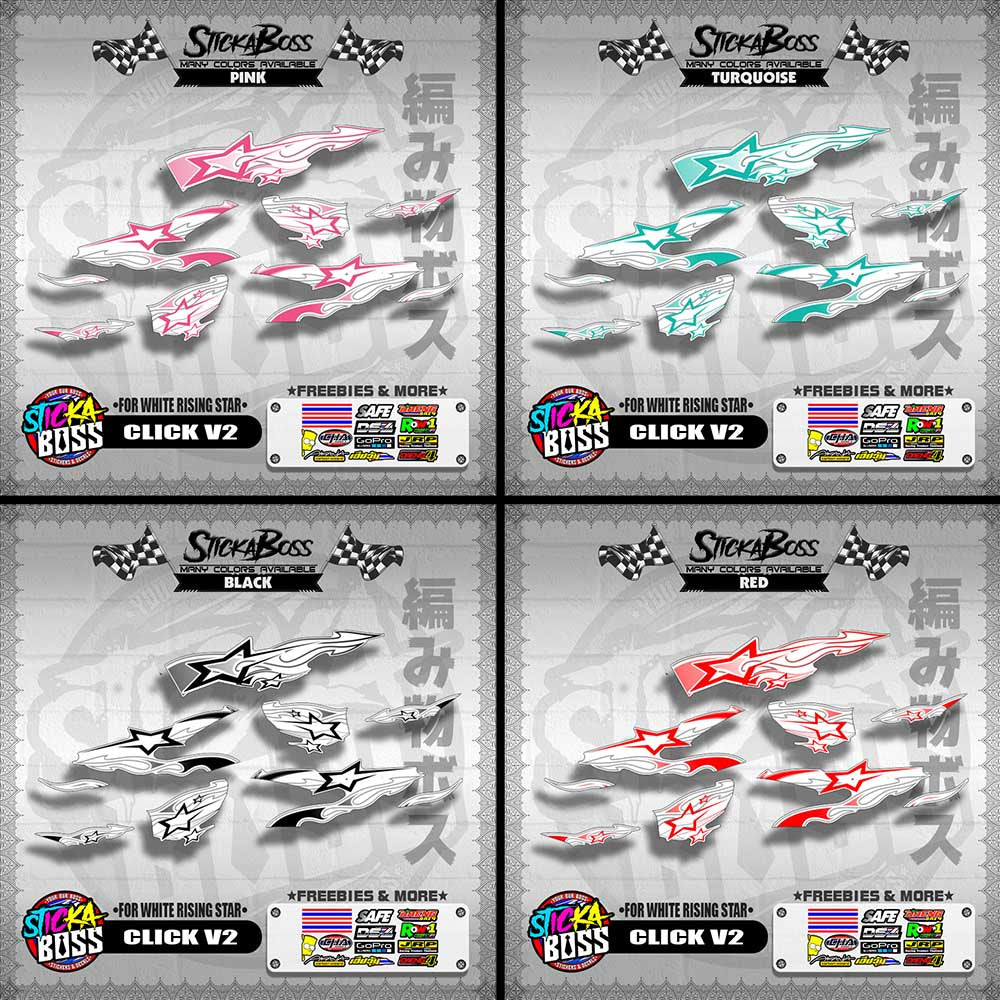 CLICK V2 DECALS ( FOR WHITE RISING STAR ) [ PREMIUM GLOSSY LAMINATED ]【WITH FREEBIES】