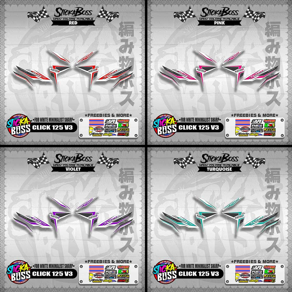 CLICK 125 V3 DECALS ( FOR WHITE MINIMALIST SHARP )【WITH FREEBIES】