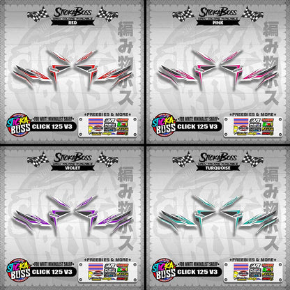 CLICK 125 V3 DECALS ( FOR WHITE MINIMALIST SHARP )【WITH FREEBIES】