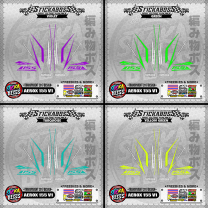 【PREMIUM UV PRINT】TRANSPARENT AEROX 155 V1 STOCK DECALS ( 2017 DESIGNS )【WITH FREEBIES】