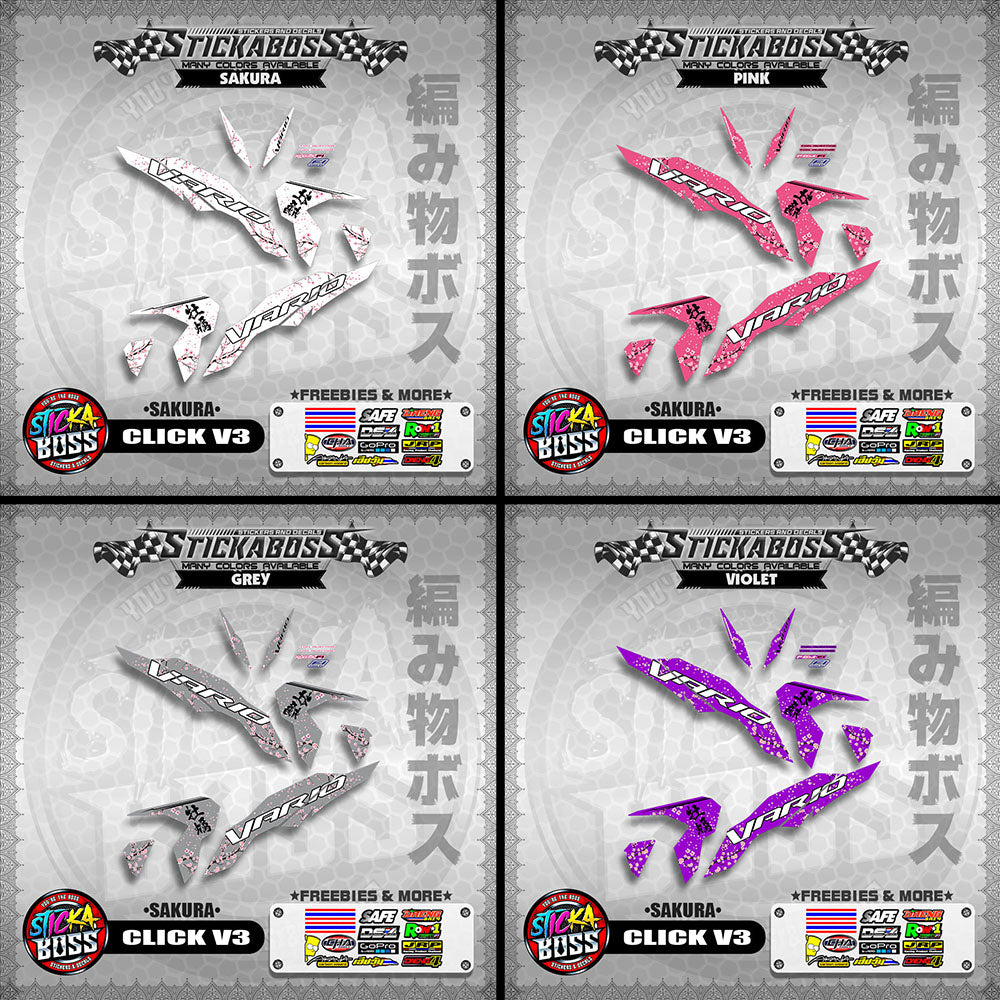 CLICK V3 STICKER DECALS (  SAKURA )【WITH FREEBIES】