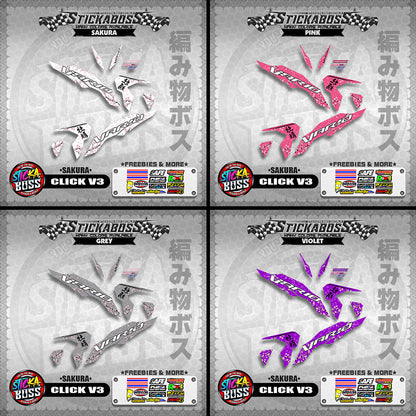 CLICK V3 STICKER DECALS (  SAKURA )【WITH FREEBIES】