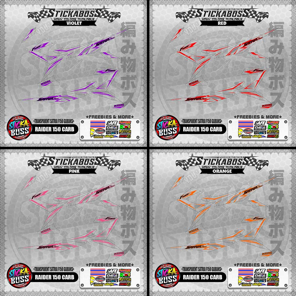 【PREMIUM UV PRINT】TRANSPARENT RAIDER 150 CARB DECALS ( SATRIA F150 GARANSI )【WITH FREEBIES】