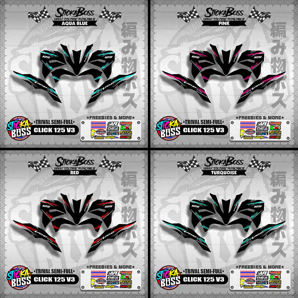 CLICK 125 V3 DECALS ( TRIVAL SEMI-FULL )【WITH FREEBIES】