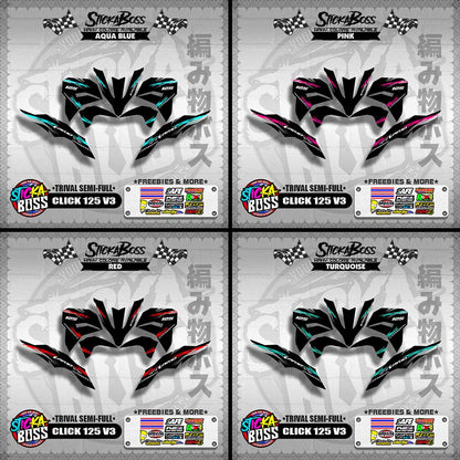 CLICK 125 V3 DECALS ( TRIVAL SEMI-FULL )【WITH FREEBIES】