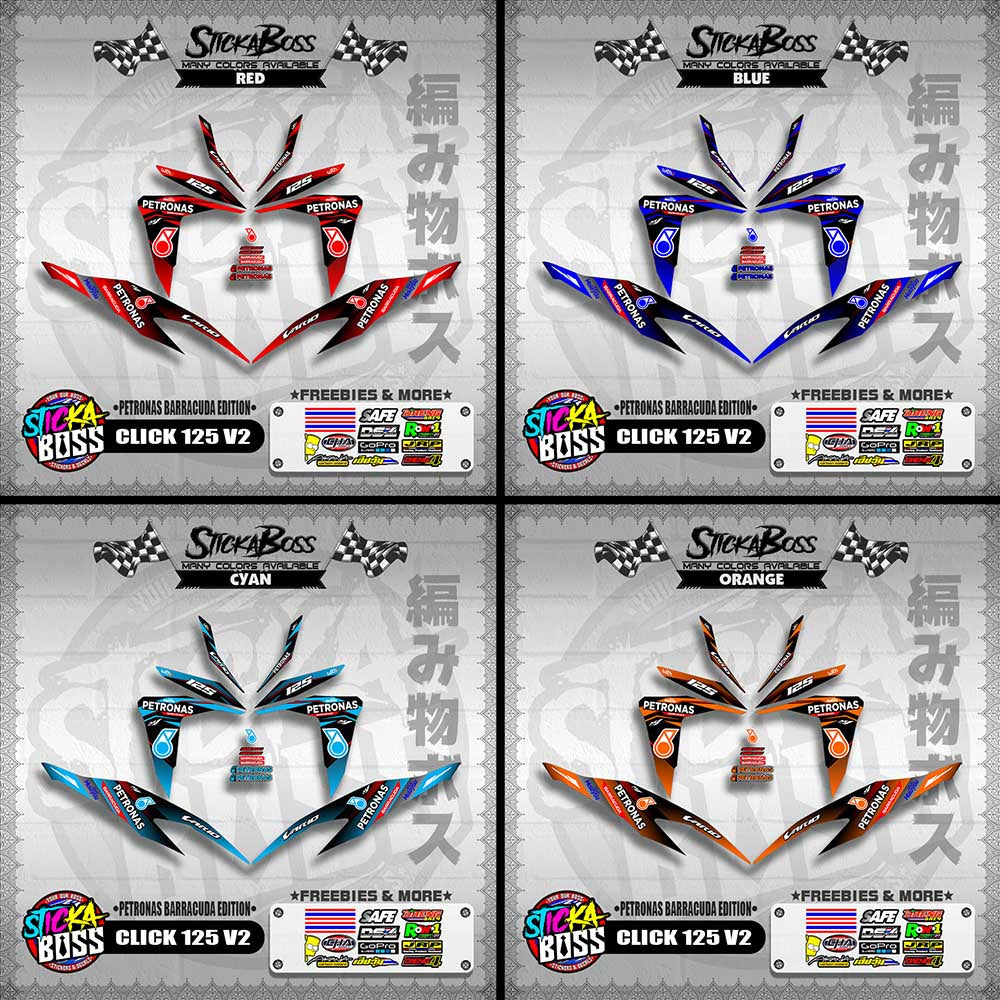 CLICK 125 V2 DECALS ( PETRONAS BARRACUDA EDITION )【WITH FREEBIES】