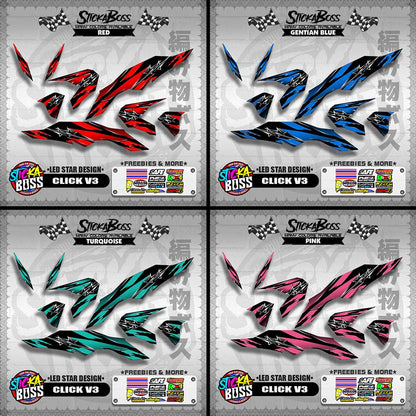 CLICK V3 DECALS ( LED STAR DESIGN )【WITH FREEBIES】