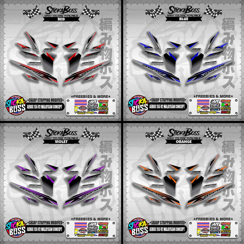 AEROX 155 V2 MALAYSIAN CONCEPT DECALS ( SHARP STRIPPING MODIFIED )【WITH FREEBIES】